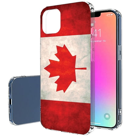 VIBECover Slim Case compatible for Apple iPhone 13 Mini, TOTAL Guard FLEX Tpu Cover, Flag of Canada
