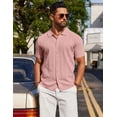 thumbnail image 4 of COOFANDY Mens Knit Shirt Short Sleeve Button Down Shirts Casual Summer Beach Vintage Polo Shirts, 4 of 5