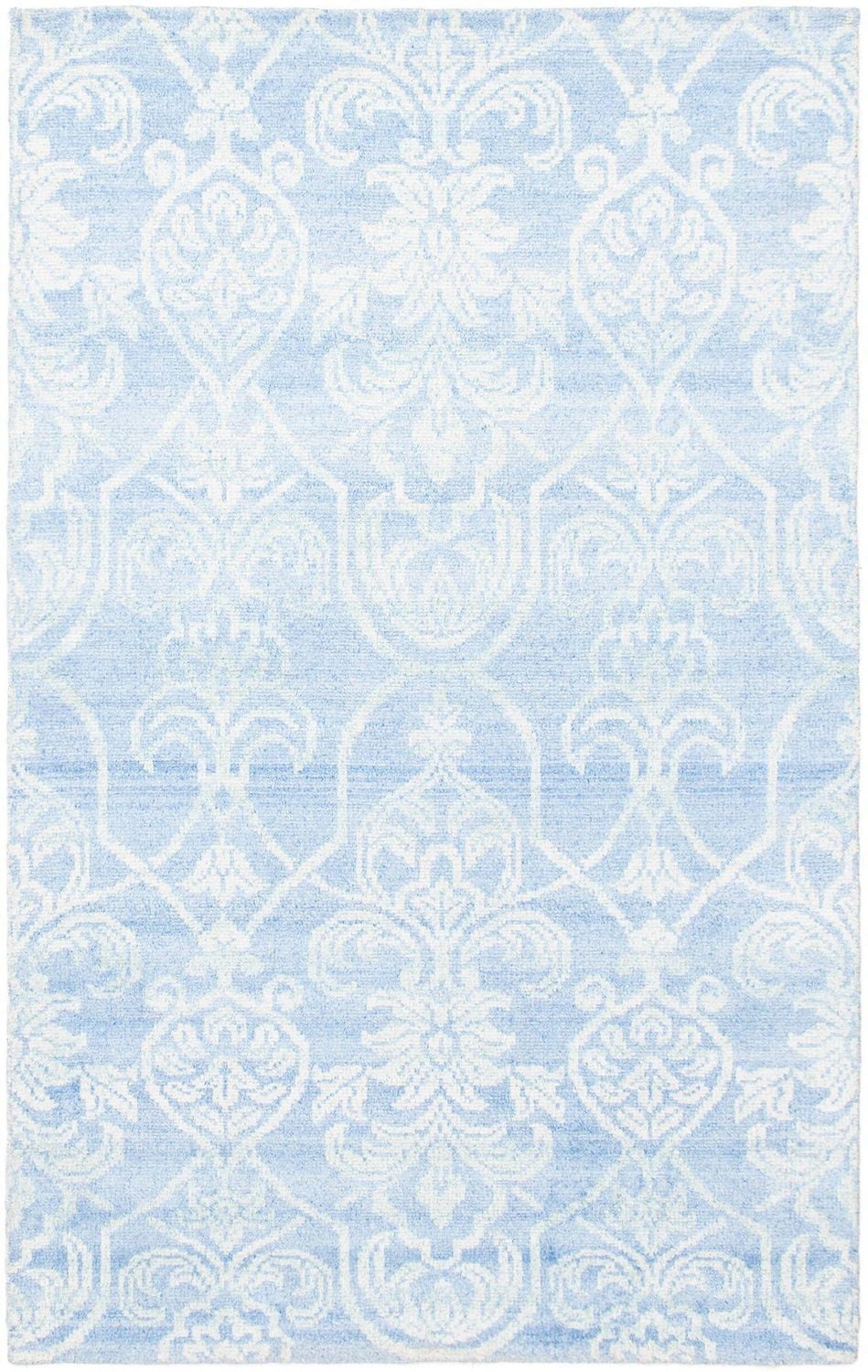 ECARPETGALLERY 4'11" x 7'9" Transitional Jules Oushak Hand-knotted Area Rug for Living Room, Dining Room and Bedroom in Blue