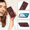 thumbnail image 6 of Fit for Apple iPhone XR Case with Card Pocket 360° Rotatable Ring Holder Kickstand, Shockproof Drop Resistant PU Leather Soft TPU Back Protective Phone Case For iPhone XR, Winered, 6 of 8