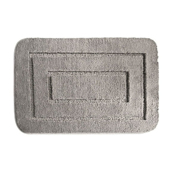Hiroekza Bathroom Rugs Non Slip Washable Bath Mat 24x16in Quick Dry Anti Mold Polyester Floor Mat for Bathroom Floor, Tub and Shower Gray