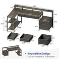 thumbnail image 2 of Greenstell Bureau de Jeu Informatique 64 Pouces avec LED, Bureau en L avec Prises et Support pour Moniteur, Bureau de Maison avec Tiroirs de Rangement, Gris, 2 of 7