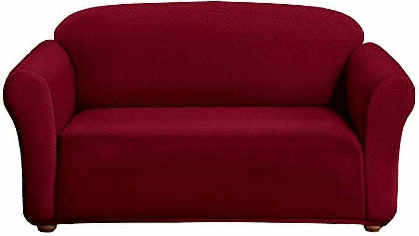 Milan Furniture Slipcover Fitted Protector Couch Cover Jacquard Soft Stretch Non Slip Fabric, Loveseat, Burgundy