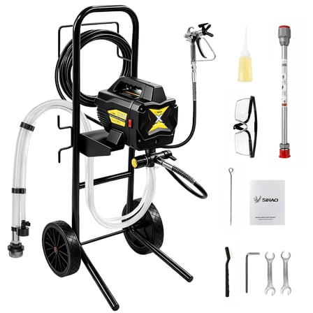 SHUNJITAI 650W Airless Paint Sprayer - Paint Gun Kit with Cart & Extension Pole, for Home & Commercial Use