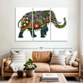 thumbnail image 2 of Elephant Stock Floral Doodle Elephant Wall Art - Horizontal Multi Panel Canvas - Living Room Wall Decor - Animal Multi Panel - Red And White Decor - 65" x 42", 2 of 8