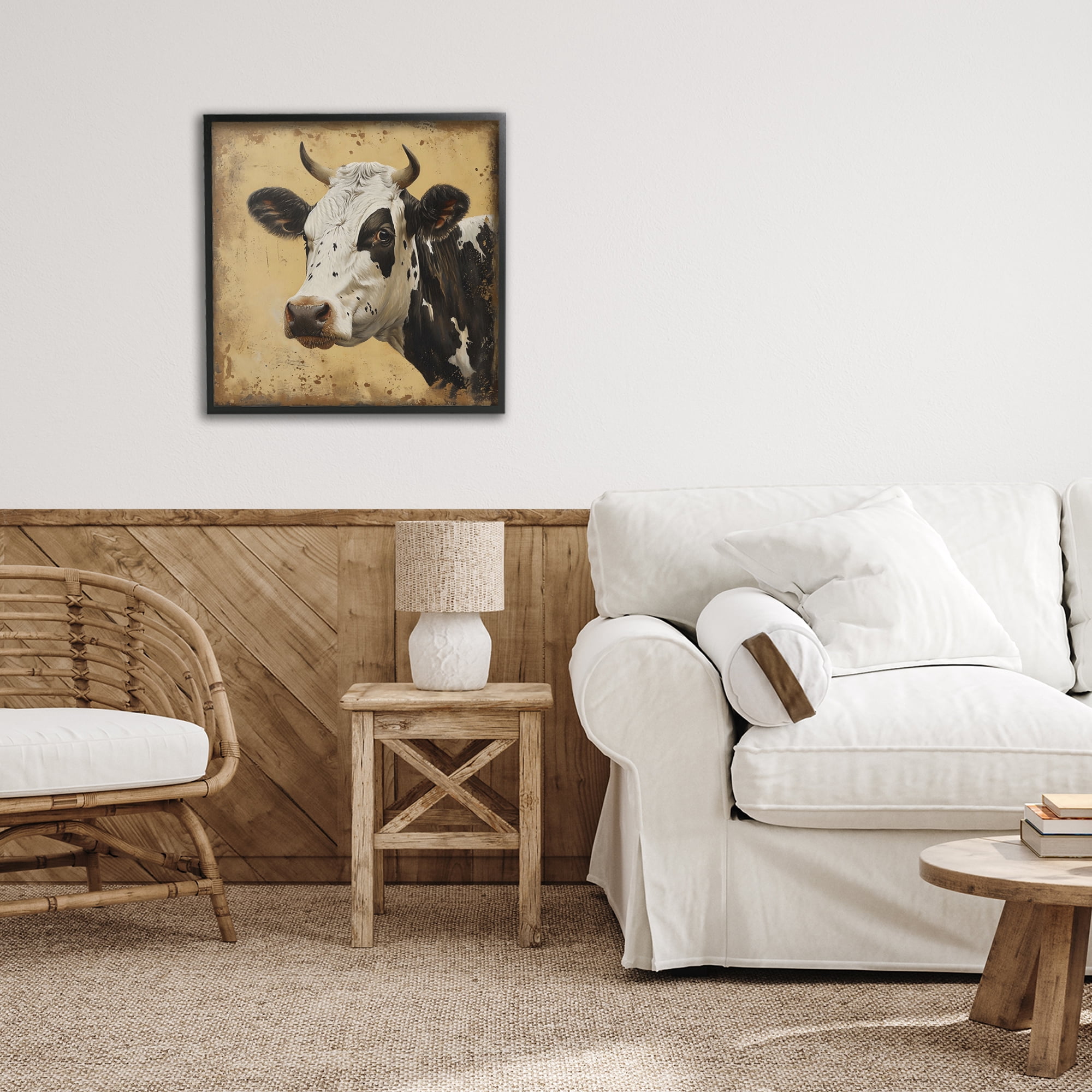 Stupell Industries Spotted Brown Cow Portrait Black Framed Giclee Art, design by Creative Studio