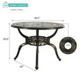 thumbnail image 6 of MEETWARM 38.5" Round Patio Dinning Table, Outdoor Cast Aluminum Dinning Table with 2" Umbrella Hole, Dark Bronze, 6 of 7