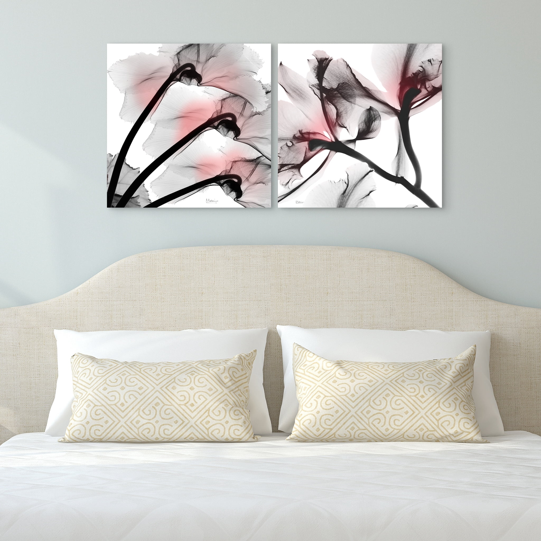 Empire Art Direct Coral Luster Driptych Frameless Free Floating Tempered Glass Panel Graphic Wall Art, 24" x 24" x 0.2" each, Ready to Hang
