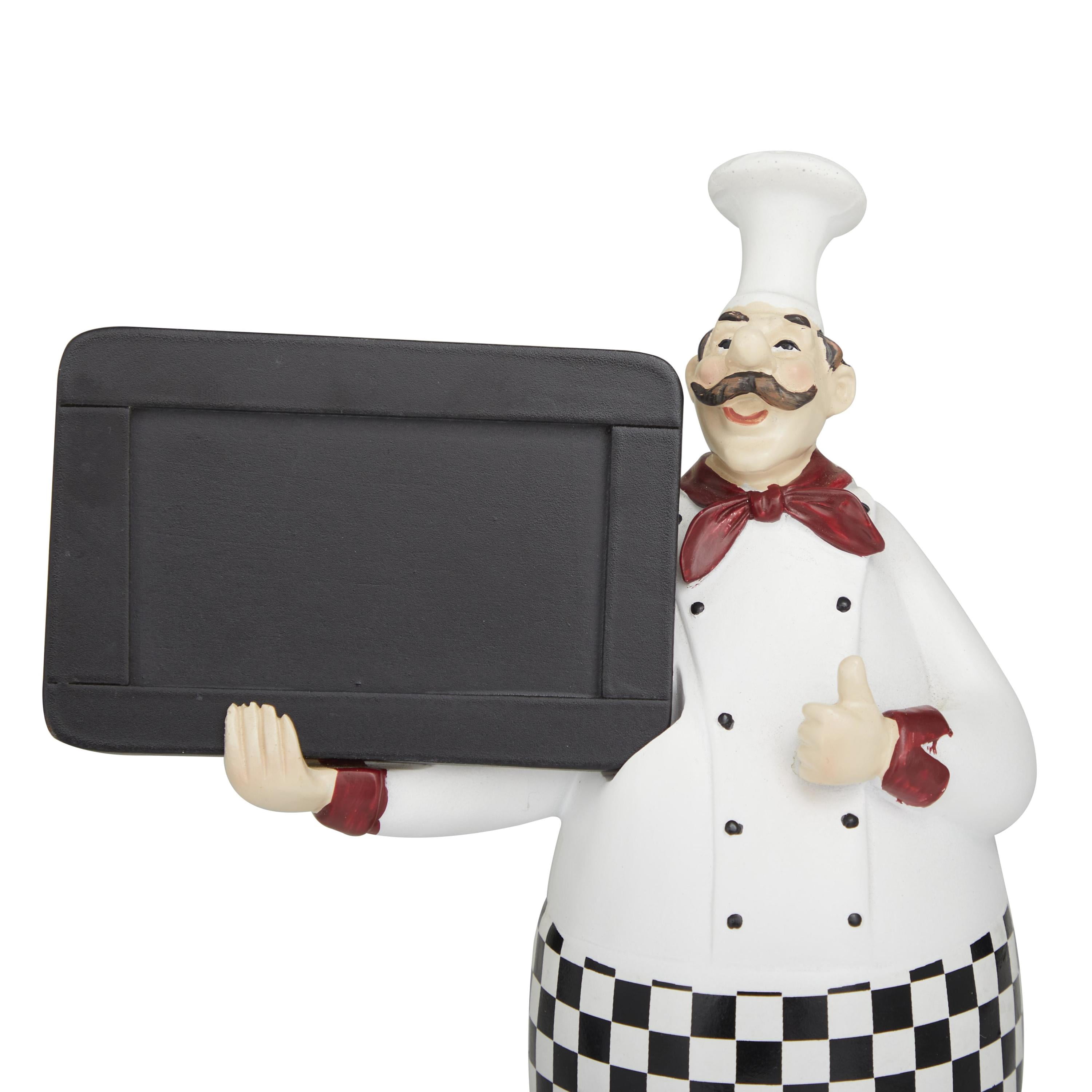 DecMode Polystone Traditional Small-Sized Italian Chef Decorative Sign Set with Rectangular Chalkboards 5"W x 12"H, with Black, White and Blue Finish