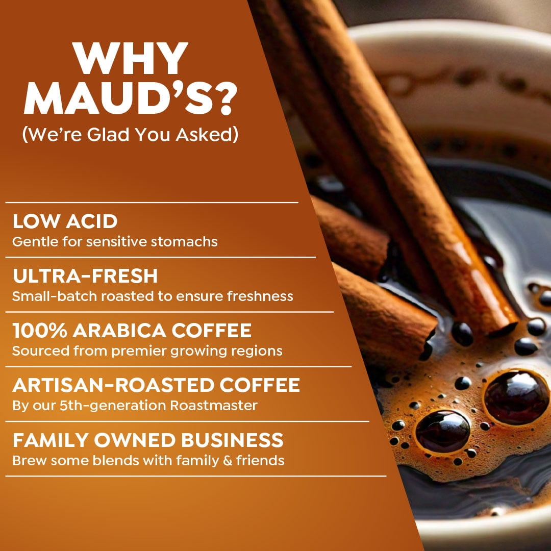 Maud's Cinnamon Roll Flavored Coffee Pods, 50 ct, Medium Roast Flavored Coffee in Single Serve Pods – 100% Arabica Beans, Compatible with Keurig K Cups Maker
