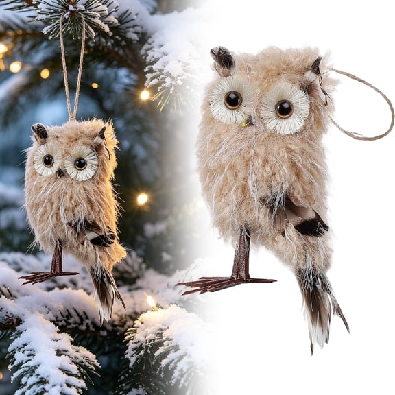 Christmas Owl Ornaments Simulation Owl Hanging Pendants Cute Xmas Tree Decor Figurines Festive Christmas Decorations For Home Holiday Brown