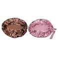 thumbnail image 1 of Gorros de dormir Zulema de seda pura Rosa y marrón 2 Piezas, 1 of 7