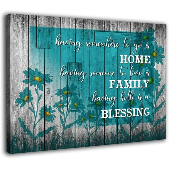 Teal Flower Inspirational Bathroom Wall Art for Bedroom Teal Daisy Motivational Quotes Wall Decor for Dining Room Canvas Black and White Decor Ready to Hand 16x12 Inch