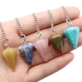 thumbnail image 4 of Natural Stone Quartz Agates Pendant Reiki Healing Cone Amethyst Charm Pendulum Pendants For Divination Dowsing Reiki Crystals, 4 of 5