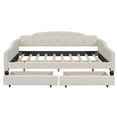 thumbnail image 4 of Full Size Upholstered Daybed with 2 Drawers, Beige Sofa Bed with Button Tufted Backrest, Wooden Captain’s Bed with Slats Support and Solid Wood Legs, No Box Spring Needed, 4 of 9