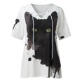 thumbnail image 4 of Moda mujer Casual manga corta cuello en V Sexy impreso Tops blusa con cordón camiseta Fridja ghk5380, 4 of 5
