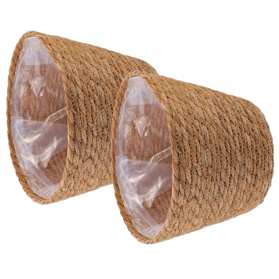 LOLIPPYY 2Pcs Hand Woven Baskets Light Brown Seagrass Storage Basket Rustic Home Decoration Item