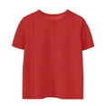 thumbnail image 4 of Gpaecead Girls Short Sleeve Shirts Crewneck Casual Pullover Kids Solid Color Blouse Tops 10 Years Red, 4 of 4