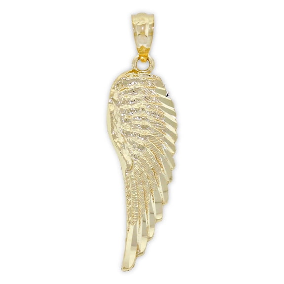 Charm America - Gold Diamond-Cut Angel Wing Charm - 10 Karat Solid Gold