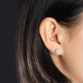 thumbnail image 2 of HOOUN S925 Solid Sterling Silver Vintage White Fire Opal Round Zirconia Stud Earrings, 2 of 5