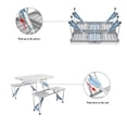 thumbnail image 5 of BAYUELSWU Portable Folding Picnic Table with 4-Person Chair Seats, Outdoor Camping Table Set with Umbrella Hole for Porch, Backyard, Patio, Lawn, Garden (White), 5 of 7