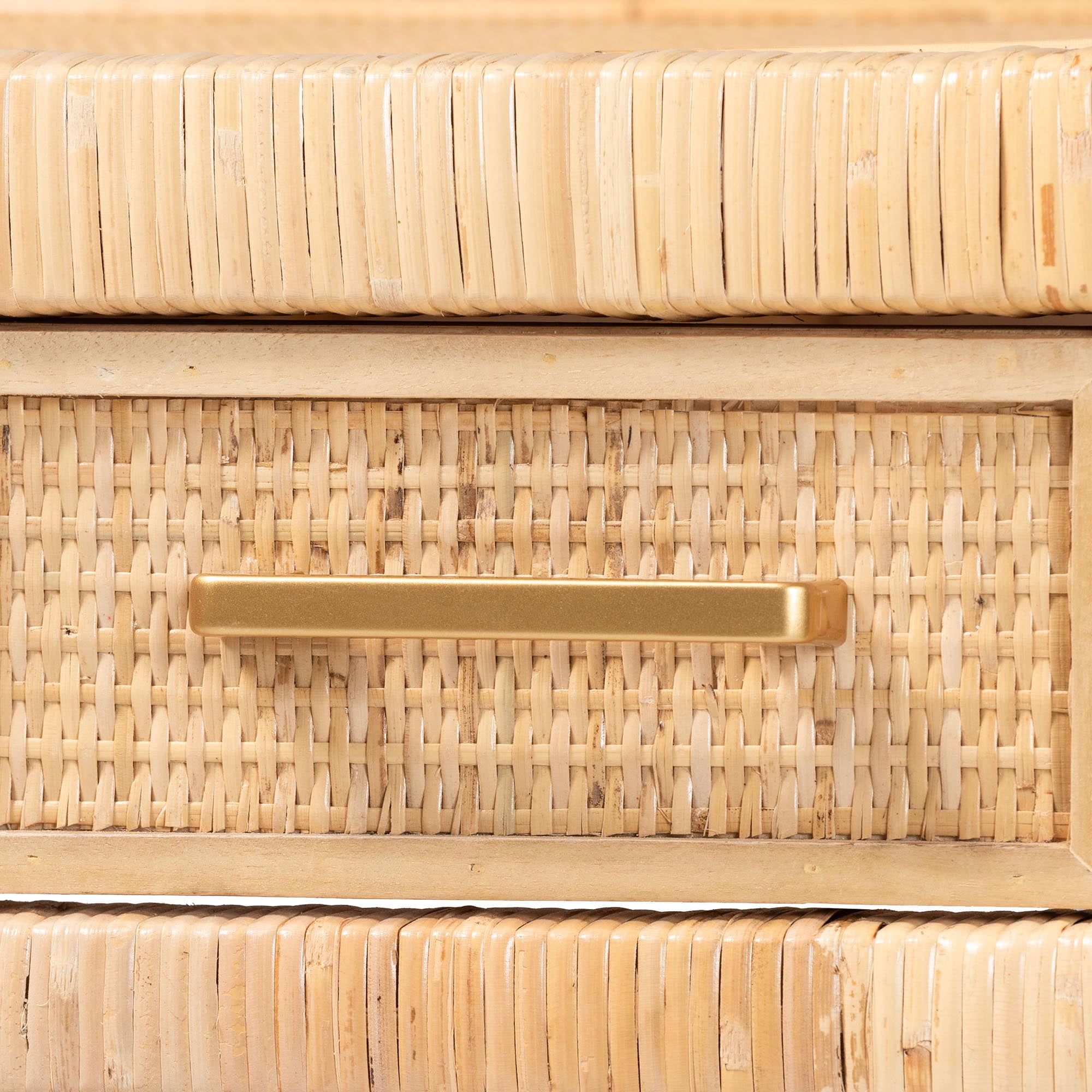 bali & pari Kalimantan Boho Desk, 3-Drawer, Natural