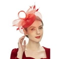 thumbnail image 2 of IDALL Fascinators Hats Tea Party Hats Women's Headwear Bride's Hair Accessories Wedding Bow Top Hat Flower Photo Shoot Feather Net Headwear Accessories Party Hats Fascinator Headband Red 1 One Size, 2 of 3