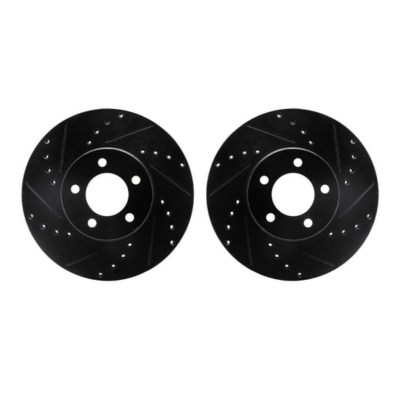 Dynamic Friction Company Front Brake Rotors-Drilled and Slotted-Black 8002-54173