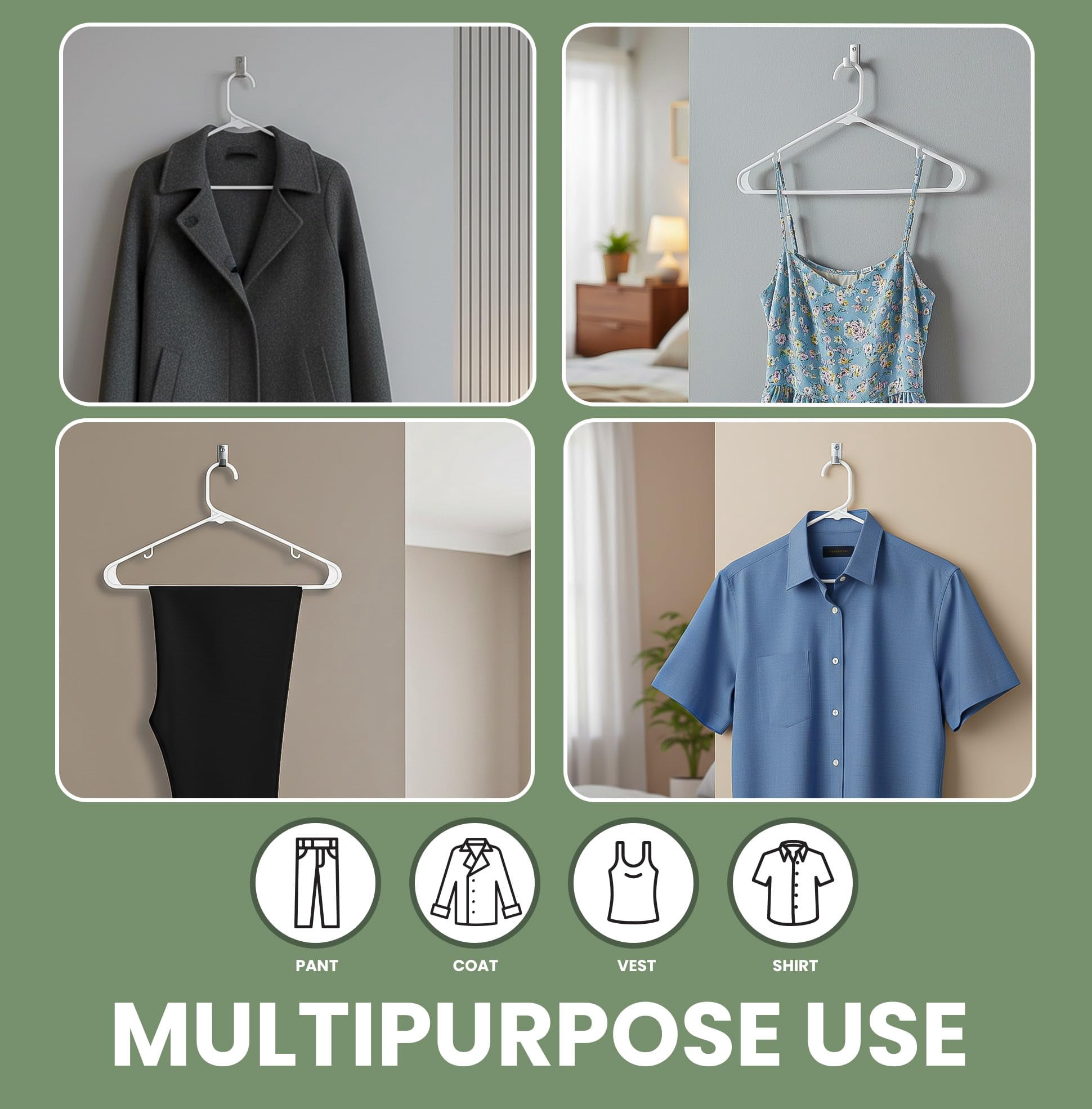 Plastic Hangers 20 Pack - Space Saving Clothes Hanger - Durable & Strong Closet Organizers and Storage with Built-in Strap Hooks - Essential for Shirts, Pants, Skirts & Coats