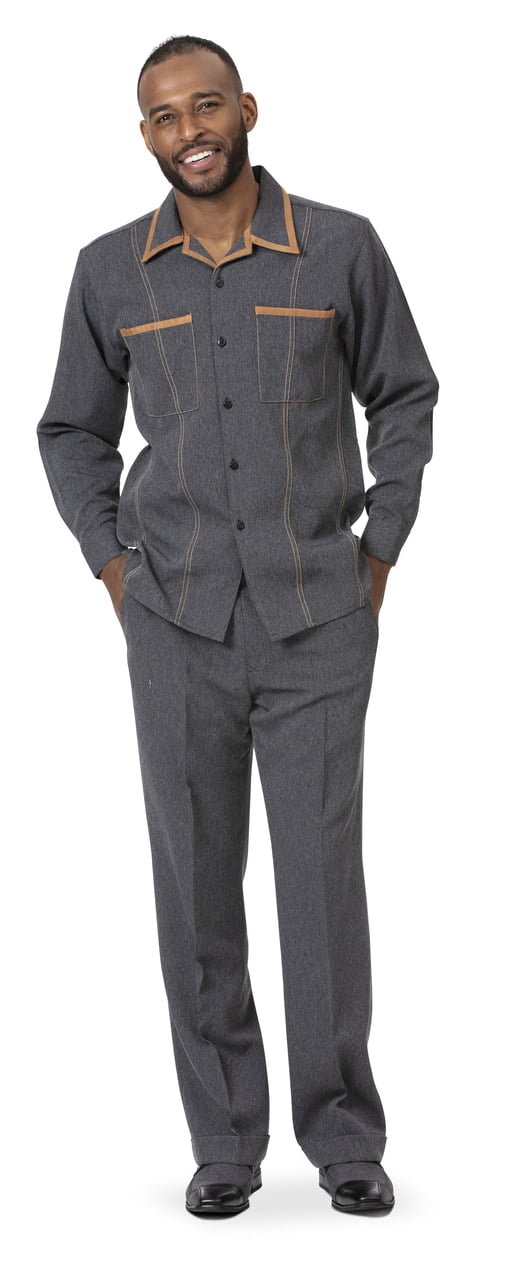 MONTIQUE Men's 2-Piece Walking Suit - Polyester, Comfort Fit, Long Sleeve, Casual & Office Wear
