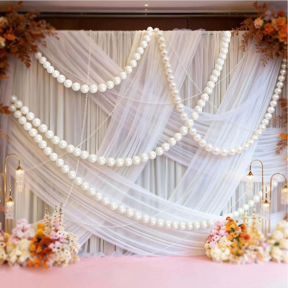 DIY Pearl Garland Kit, 20 Large Faux Pearl Beads with Needle & String, Wedding Balloon Arch Decor, Bridal Shower Backdrop