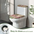thumbnail image 4 of Renewold Wood Toilet Lid Cover and Toilet Tank Lid Cover Set 2 Packs Rabbit Flower Toilet Seat Lid Cover with Anti-Slip Elastic Edge Easter Holiday Decoration, 4 of 6