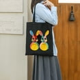 thumbnail image 5 of GOSMITH Hanging With My Peeps Colorful Bunny Easter Day Gifts Party Supplies 2 Pcs Canvas Tote Bags Cute Aesthetic Tote Bags with Zipper Black, 5 of 8