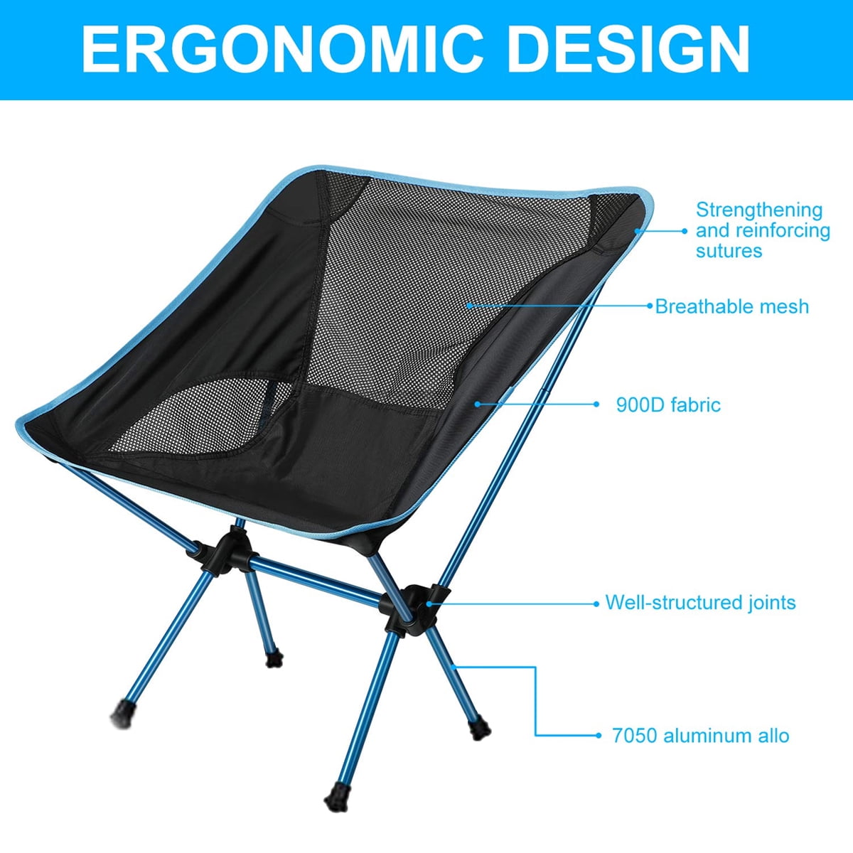 Ultralight Folding Camping Chair Outdoor Fishing BBQ Hiking Travel Picnic Chairs 