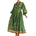 thumbnail image 5 of New Spring Style: Floral Print Lantern Sleeve Fitted Waist Long Sleeve Full Skirt Dress, 5 of 5