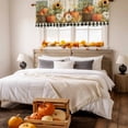 thumbnail image 3 of Thanksgiving Fall Valances for Windows, 54 x 18in, Pumpkin Flower Checkered Oil Painting Rod Pocket Kitchen Valance Curtain Light Filtering Window Treatments for Living Room Bedroom, 1 Panel, 3 of 7
