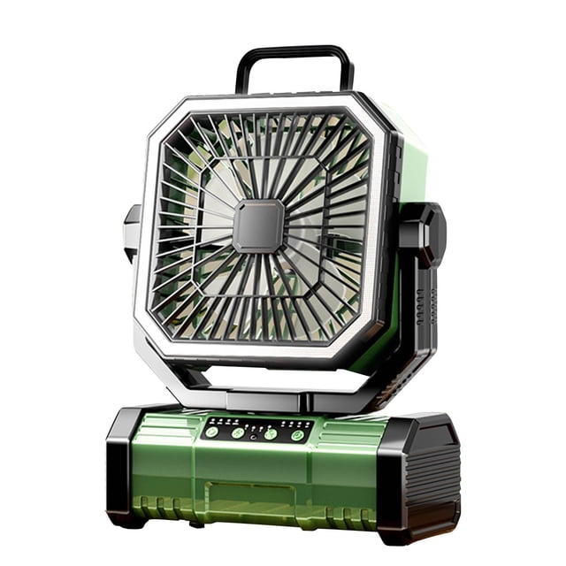 Portable Air Conditioner Fan with USB Charging 4 Speed Settings Shaking Head 3 Lighting Modes Remote Control for Camping Car Tent