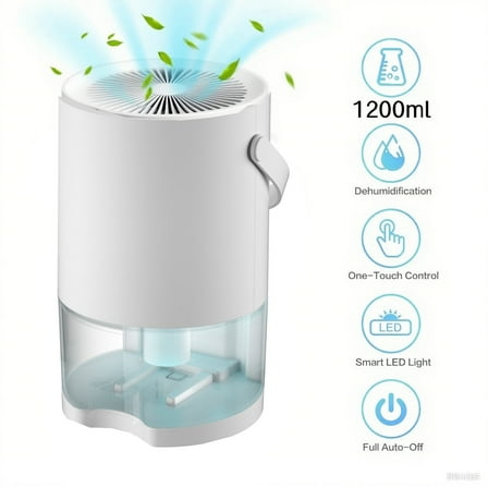 Bitiwend 1200ml Portable Dehumidifier, Auto Defrost, Ultra Quiet for Home Large Room Bathroom Garage,Auto Power Off,LED Indicator,clearance sales,White