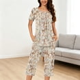thumbnail image 2 of Tnhcen 2 Piece Summer Capri Women's Pajama Set Ladies Short Sleeve Shirt Capri Pants Pjs Sets Home Clothes S-3XL, 2 of 6