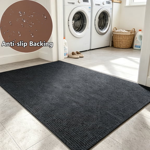 OVYEOFR 3' x 5' Front Door Mat, Indoor Outdoor Commercial Doormat with Rubber Backing, Entrance Mat for Entryway, Patio, Home, Gray