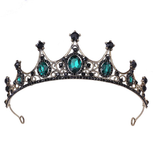 Tiara de Corona Verde TANGJMXG con Halo de Diamantes de Imitación