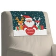 thumbnail image 4 of SCRAWLGOD Merry Christmas Santa Claus Elk Snowflake Recliner Headrest Protector, 2 Pcs Anti-Slip Waterproof Head Rest Cover, PU Leather Recliner Headrest Cover for Sofa,Office Chair 17x27 in, 4 of 7