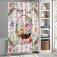 thumbnail image 6 of Easter Small Stall Shower Curtain, Waterproof Shower Curtains for Bathroom, Watercolor Eggs Floral Botanical Butterfly Pink Plaid Washable Fabric Bath Curtain for Bathtub with Hooks 36x78 Inches, 6 of 9