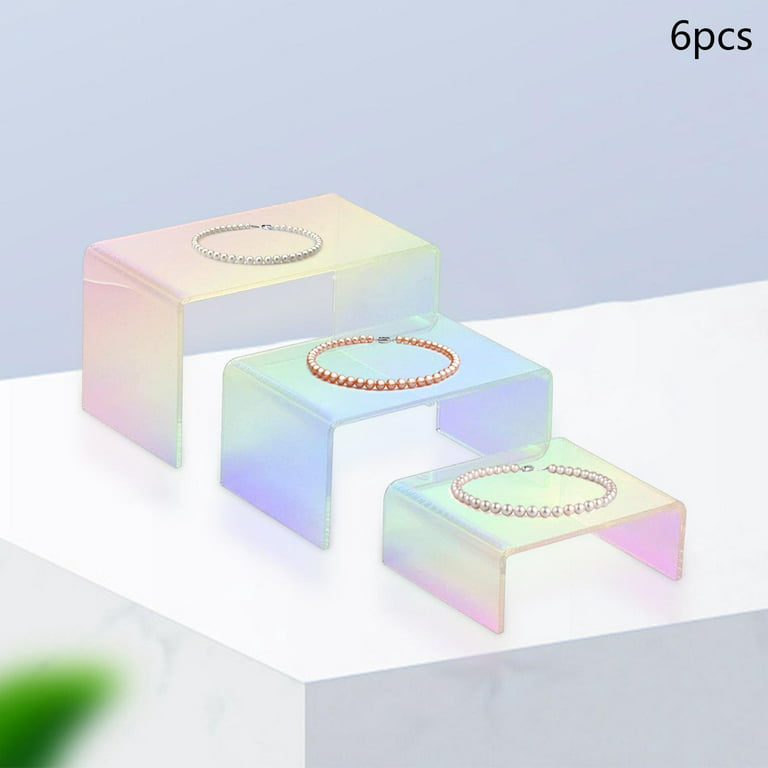 6pcs Rainbow Display Risers 3 Sizes Acrylic Product Stand Shelf