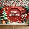 thumbnail image 6 of Red Theme Christmas Banner Christmas Tree Design Merry Christmas Banner Nutcracker Decor Gold Star Xmas Banner for Christmas Party Holiday Decoration Indoor Celebration, 6 of 9