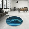 thumbnail image 4 of Ahgly Company Machine Washable Indoor Round Transitional Night Blue Area Rugs, 6' Round, 4 of 7