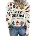 thumbnail image 3 of Women's Christmas Knitted Tops Long Sleeve Shirts Graphic Christmas Ribbed Knit Shirt Casual Slim Fit Holiday Tees, 3 of 5
