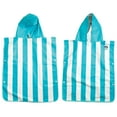 thumbnail image 1 of MinxNY Kids Hooded Microfiber Poncho Beach Towel Cover-up with UV Sensor - Turquoise Stripe, 1 of 2
