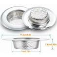 thumbnail image 5 of 2Pcs 4.5" Kitchen Bathroom Sink Strainer Stainless Steel Filter Drain Strainer, 5 of 6