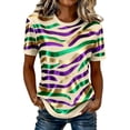 thumbnail image 2 of Womens Tops Casual Print T Shirt Stripe Shirt, 2 of 4